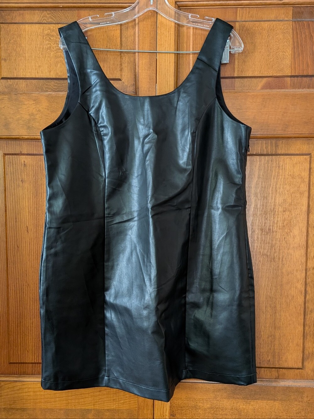 Pink Lily Black Faux Leather Mini Dress